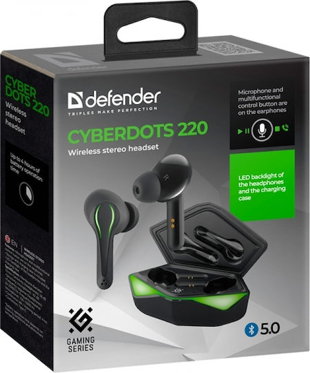 Defender Cyberdots 220 In-ear Bluetooth Handsfree Earphones with Charging Case Black view 4