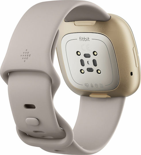 Fitbit Sense Stainless Steel 40mm Waterproof Smartwatch with Heart Rate Monitor (White) view 3