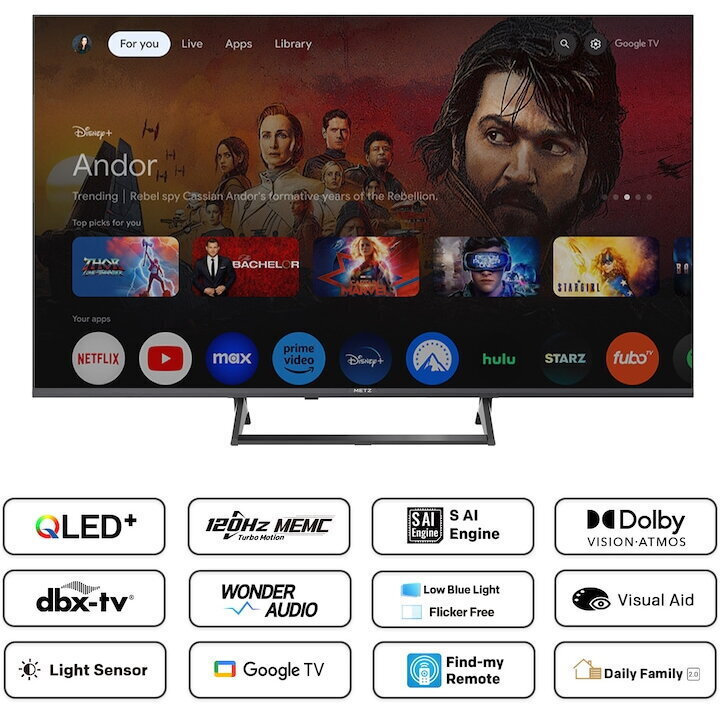Metz Smart Television 43" 4K UHD QLED 43MQF7500Z HDR (2025) view 5