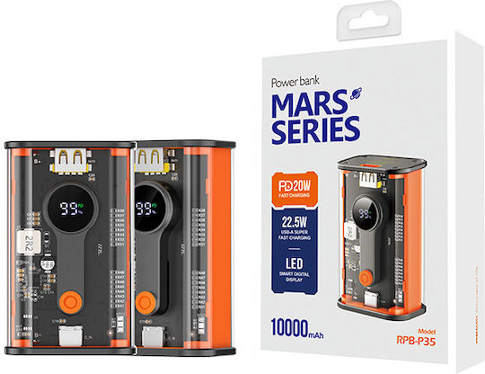 Recci RBP-P35 Mars Series Power Bank 10000mAh 22.5W with USB-A Port and USB-C Port Power Delivery Black view 7