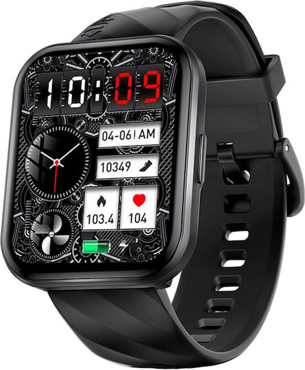 Kumi KU6 Meta Smartwatch with Heart Rate Monitor (Black) view 1