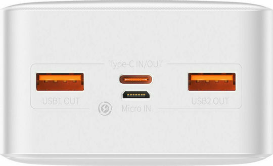 Baseus Bipow Digital Display Power Bank 30000mAh 20W with 2 USB-A Ports and USB-C Port White view 4