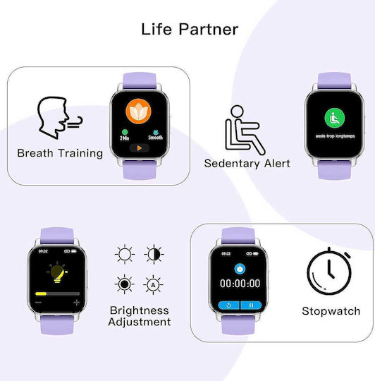 Popglory P66 Smartwatch with Heart Rate Monitor (Purple / Pink) view 4