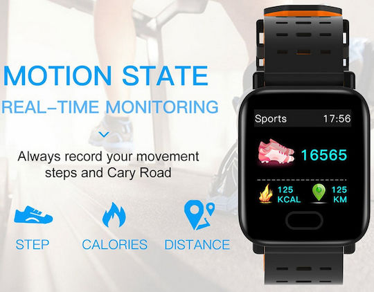 A6 46mm Smartwatch with Heart Rate Monitor (Black) view 6