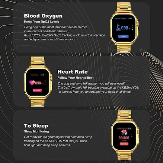 M9 Ultra Max Smartwatch with Heart Rate Monitor (Gold) view 6