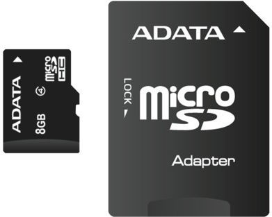 Adata AUSDH8GCL4-RA1 microSDHC 8GB Class 4 Default Speed with Adapter