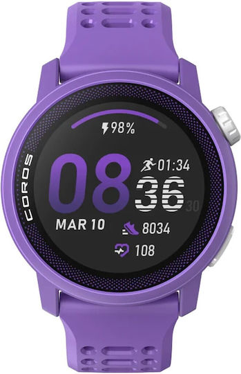 Coros Pace 3 Smartwatch with Heart Rate Monitor (Purple) vue 2