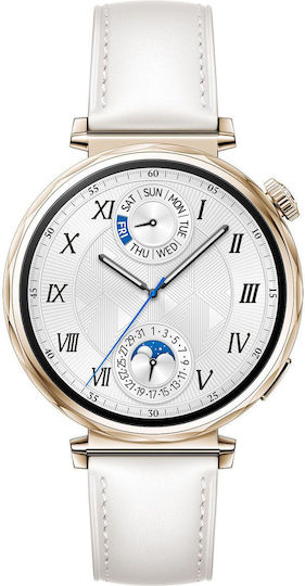Huawei Watch GT 5 41mm Waterproof with Heart Rate Monitor (White Leather Strap) view 1