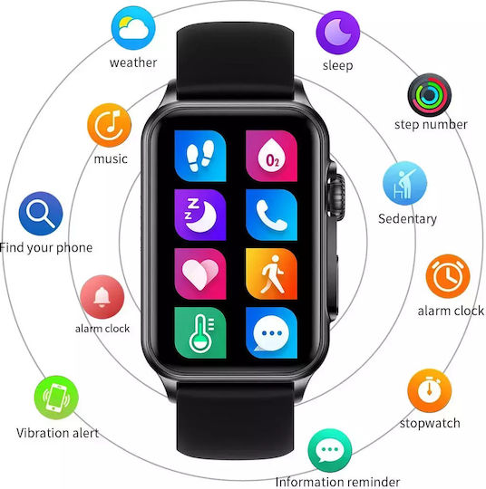 Smart Watch Nubi H23 Bluetooth Talk Pulse Calories Blood Pressure Remote Camera Pedometer Black view 3