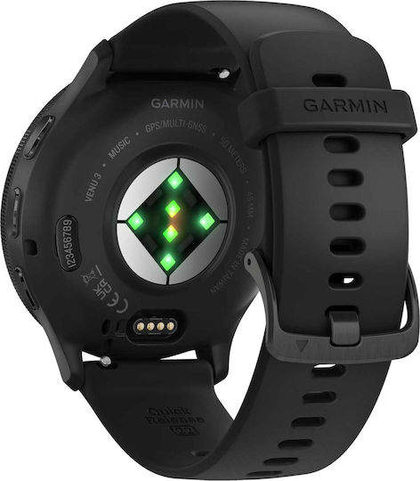 Garmin Venu 3 Stainless Steel 45mm Waterproof Smartwatch with Heart Rate Monitor (Slate Bezel With Black Silicone Band) view 8