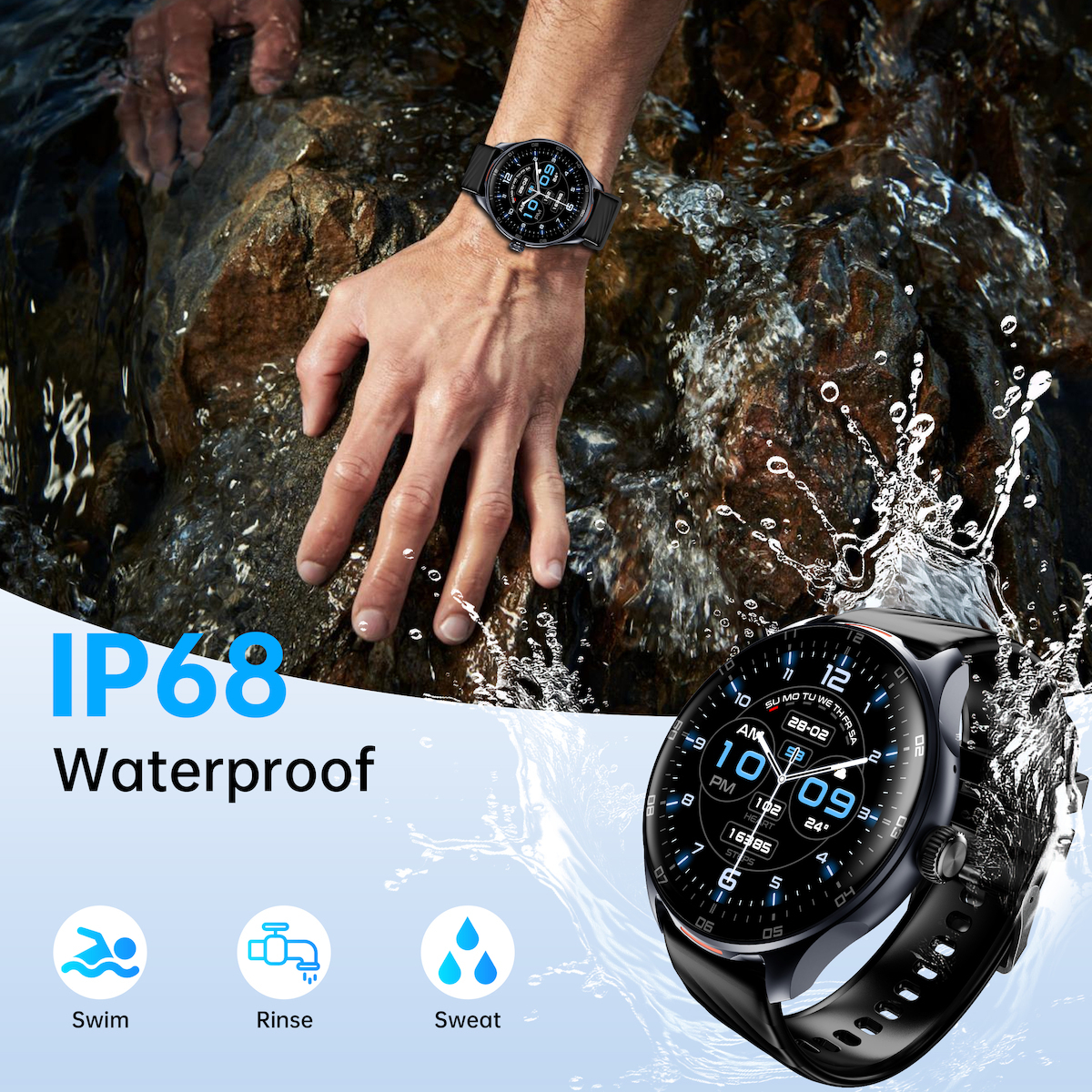 Oukitel V6 Smartwatch with Heart Rate Monitor (Black) view 4