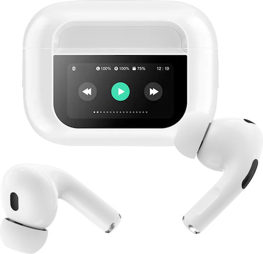 Force Play Bluetooth 5.3 Earbuds 1.65'' Touchscreen Charging Case White दृश्य 2