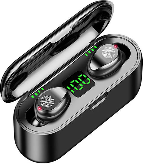 Valdus F9 Earbud Bluetooth Handsfree Earphones with Sweat Resistance and Charging Case Black view 1