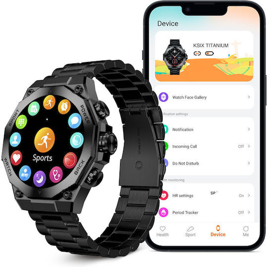 Ksix Titanium Waterproof Smartwatch with Heart Rate Monitor (Black) vue 5