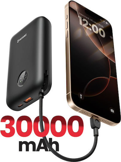 Swissten Voltbox Power Bank 30000mAh 35W with USB-A Port and USB-C Power Delivery Port Black view 2