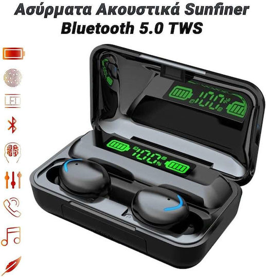 Sunfiner In-ear Bluetooth Handsfree Earphones with Charging Case Black