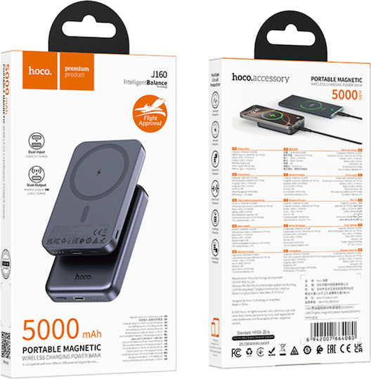 Hoco J160 Power Bank 5000mAh 5W with USB-C Port Black view 4