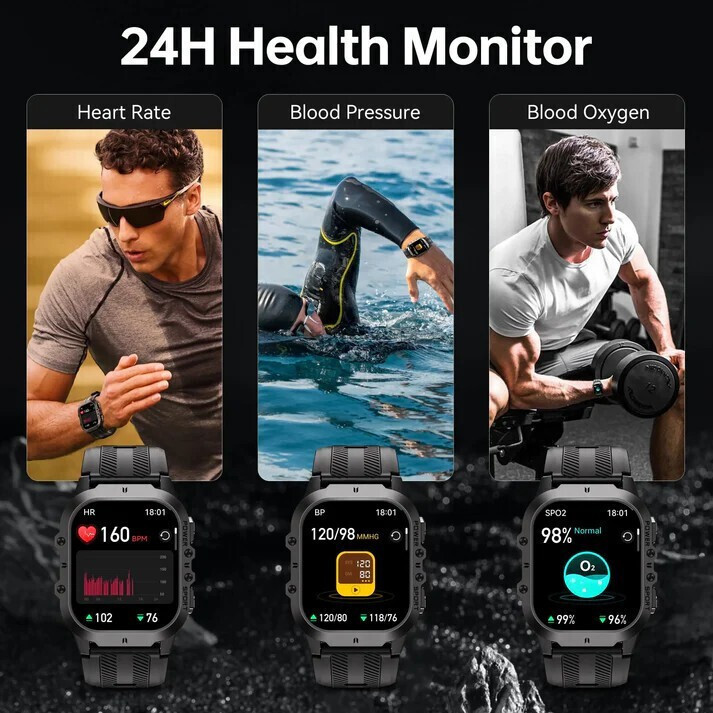 Oukitel V5 Smartwatch with Heart Rate Monitor Black view 4