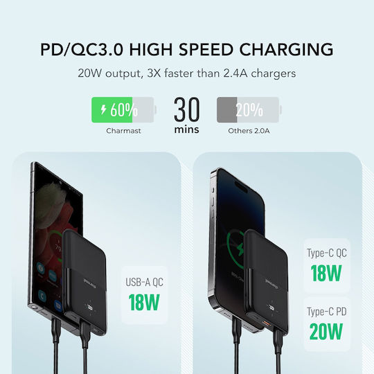 Charmast W1150 S12W Power Bank 10000mAh 20W with USB-A Port and USB-C Port White vista 8