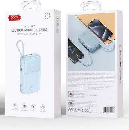 XO PR234 Power Bank 20000mAh with USB-A Port and USB-C Port Light Blue view 3