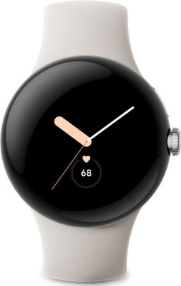 Google Pixel Watch Stainless Steel 41mm with eSIM and Heart Rate Monitor (Polished Silver case/Chalk Active band)
