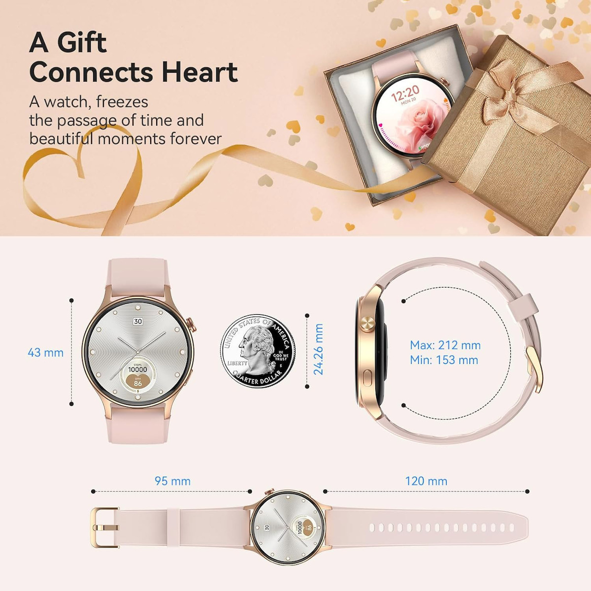 AEAC AR01 43mm Smartwatch (Pink) view 6