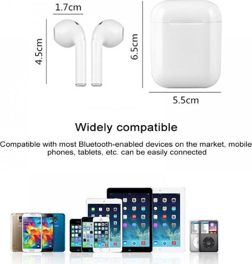 TWS i9 Earbud Bluetooth Handsfree Earphones with Charging Case White view 5