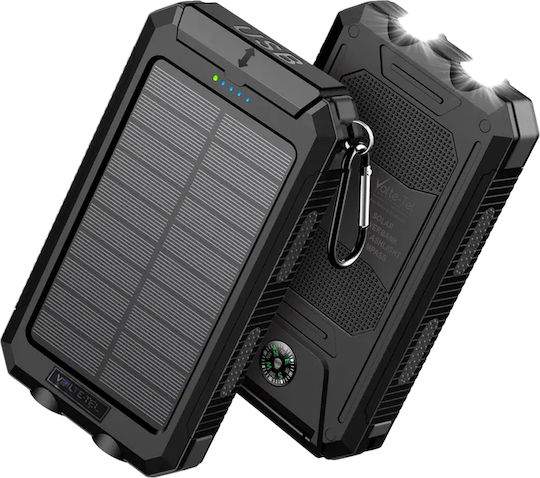 Solar Solar Power Bank 8000mAh with 2 USB-A Ports Black