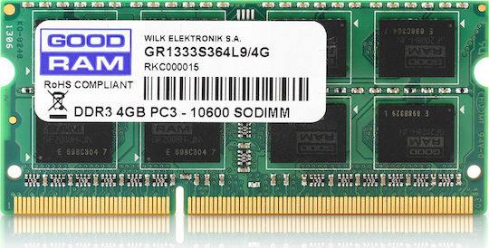 GoodRAM DDR3 with Module 1x4GB and Speed 1333 for Laptop GR1333S364L9S/4G vista 4