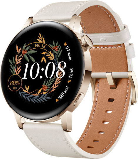 Huawei Watch GT 3 Elegant Stainless Steel 42mm Waterproof with Heart Rate Monitor (White) view 3