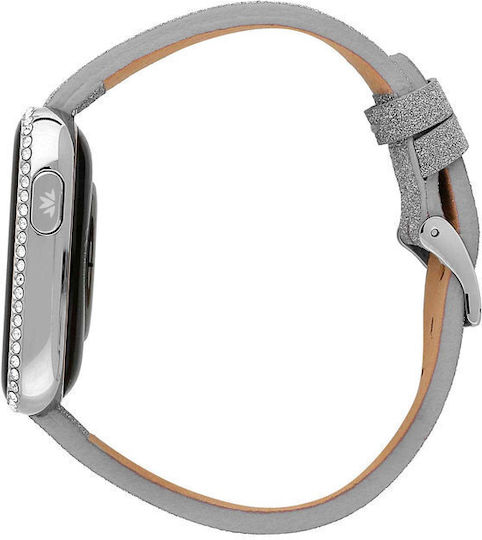 Morellato M-01 Stainless Steel Smartwatch with Heart Rate Monitor (Grey Leather Strap) view 4