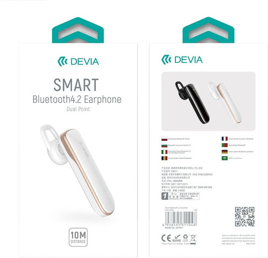 Devia Smart 4.2 Earbud Bluetooth Handsfree Earphone White view 3