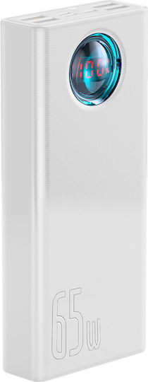 Baseus Amblight Overseas Edition Power Bank 30000mAh 65W with 4 USB-A Ports and USB-C Port Power Delivery White
