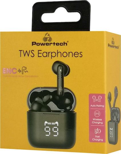 Powertech PT-1227 In-ear Bluetooth Handsfree Earphones with Sweat Resistance and Charging Case Black Ansicht 8