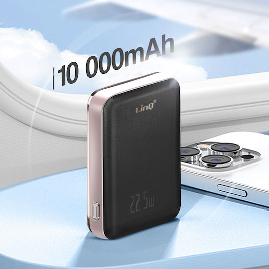 LinQ W15006 MagSafe Power Bank 10000mAh 15W with USB-A Port and USB-C Port Power Delivery Black view 3