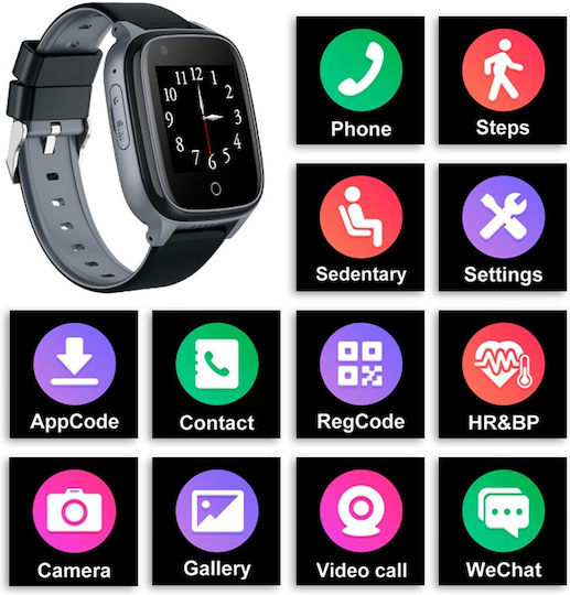 Wonlex D32S Smartwatch with SIM and Heart Rate Monitor (Black Case / Black Silicone Strap) view 3