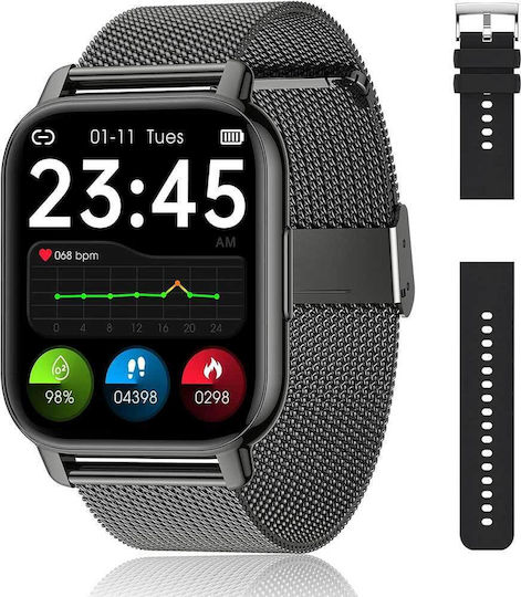 Popglory P66 Smartwatch with Heart Rate Monitor (Black)