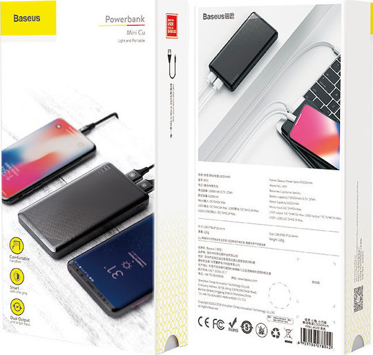 Baseus Mini CU Power Bank 10000mAh with 2 USB-A Ports Black view 6