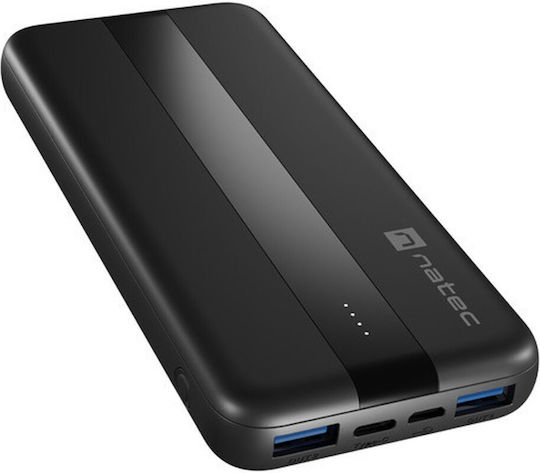 Natec Trevi Slim Q V2 Power Bank 10000mAh 18W with 2 USB-A Ports and 2 USB-C Ports Power Delivery Black view 4