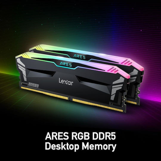 Lexar Ares RGB 32GB DDR5 RAM with 2 Modules (2x16GB) and 7200 Speed for Desktop (LD5U16G72C34LA-RGD) view 3