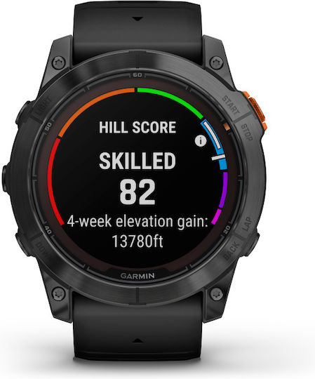 Garmin Fenix 7X Pro Solar Stainless Steel 51mm Waterproof Smartwatch with Heart Rate Monitor (Slate Grey with Black Band) view 4