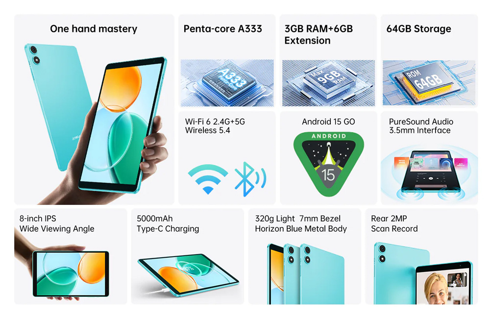 Teclast P85 2025 8" Tablet (3GB/64GB) Blue view 9