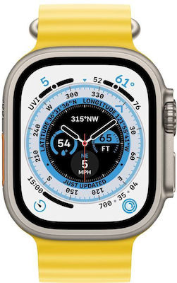 Apple Watch Ultra Titanium 49mm Waterproof with eSIM and Heart Rate Monitor (Yellow Ocean Band) view 1