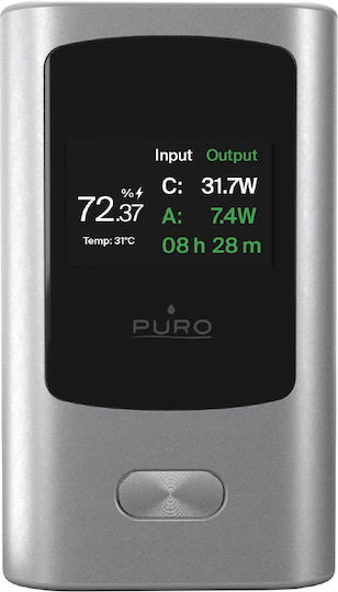 Puro Display Power Bank 10000mAh 45W with USB-A Port and USB-C Port Gray view 1