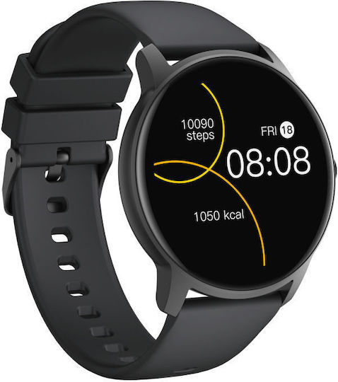Idealstore Keop77 Smartwatch Sports Health Activity Monitor Pedometer Water Resistant Curved Screen Ultra Slim Silicone Strap Black view 1