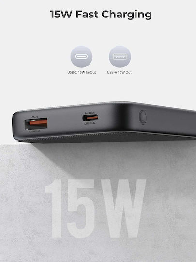Aukey PB-Y46 Power Bank 10000mAh 15W with USB-A Port and USB-C Port Gray vue 2