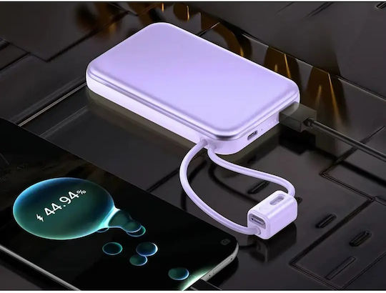Verk Group 06393 Power Bank 10000mAh 22.5W with USB-A Port and USB-C Port Quick Charge 3.0 Purple view 4