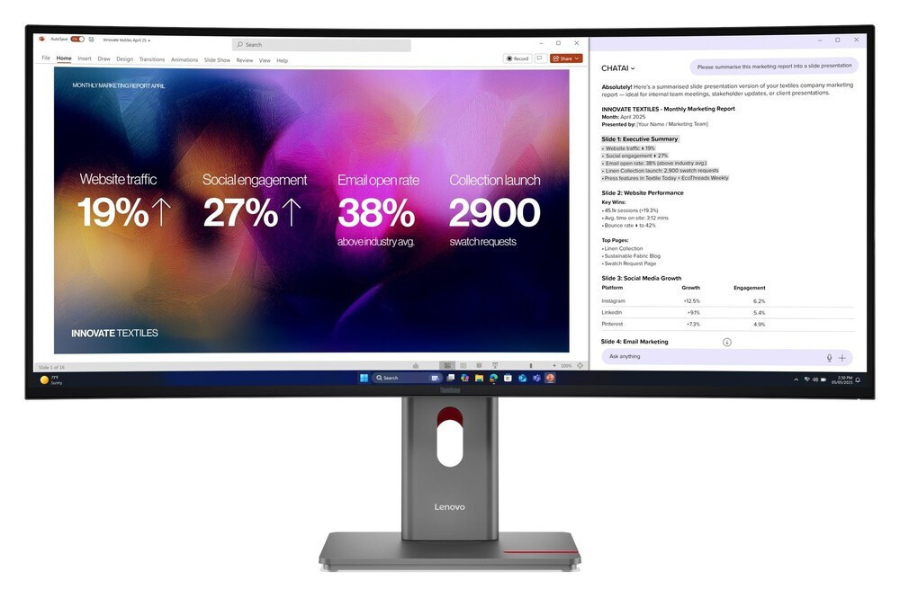 Lenovo ThinkVision P40WD-40 Ultrawide IPS HDR Curved Monitor 39.7" 5120x2160 with 4ms GTG Response Time view 3