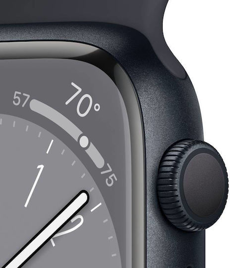 Apple Watch Series 8 Cellular Aluminium 45mm Waterproof with eSIM and Heart Rate Monitor (Midnight with Midnight Sport Band) view 3