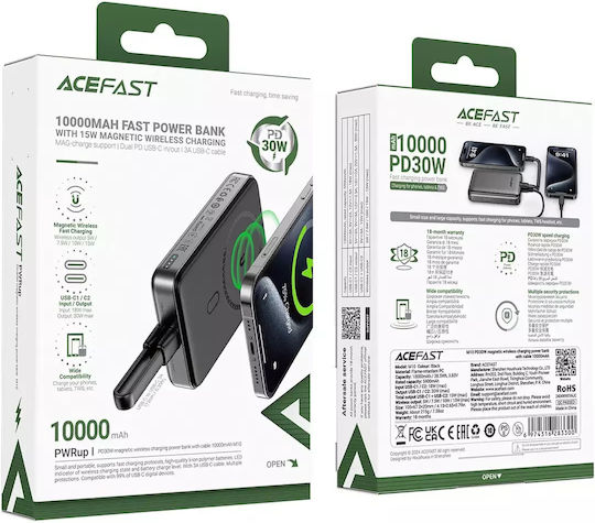 Acefast M10 MagSafe Power Bank 10000mAh 30W with 2 USB-C Ports Power Delivery Black view 6